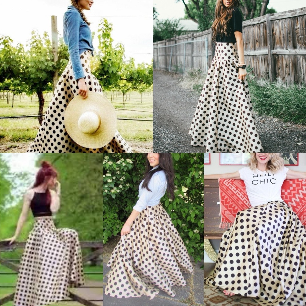 NWOT! Shabby Apple TIKTOK/ Bloggers Fav Polka Dot Maxi Gathered Skirt Size P